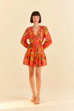 Farm Rio Orange Ombre Forest Mini Dress -Colorful Wear Store 306156 02