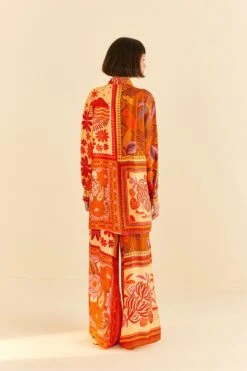 Farm Rio Forest Mixed Scarves Lenzing™ Ecovero™ Viscose Shirtdress -Colorful Wear Store 306157 04