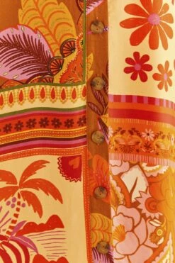 Farm Rio Forest Mixed Scarves Lenzing™ Ecovero™ Viscose Shirtdress -Colorful Wear Store 306157 05