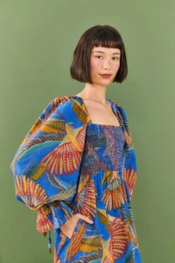 Farm Rio Blue Macaw Flight Mini Dress -Colorful Wear Store 306161 03