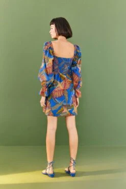 Farm Rio Blue Macaw Flight Mini Dress -Colorful Wear Store 306161 04
