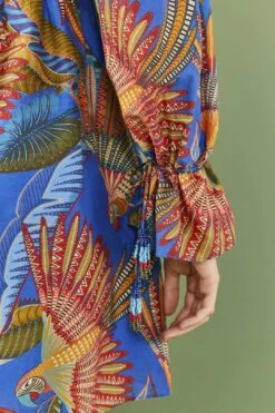 Farm Rio Blue Macaw Flight Mini Dress -Colorful Wear Store 306161 05