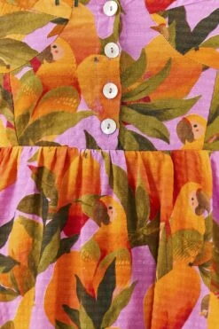 Farm Rio Lilac Mango Macaws Mini Dress 8 Farm Rio Lilac Mango Macaws Mini Dress -Colorful Wear Store 306166 04