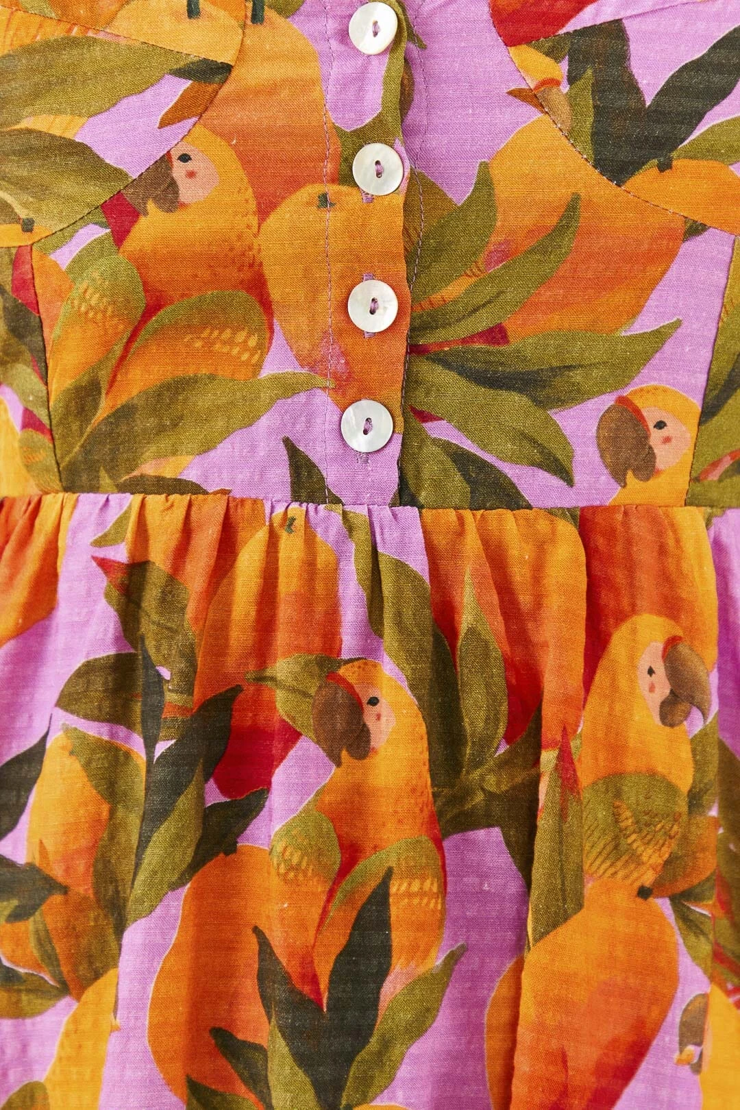 Farm Rio Lilac Mango Macaws Mini Dress 4 Farm Rio Lilac Mango Macaws Mini Dress - Image 4