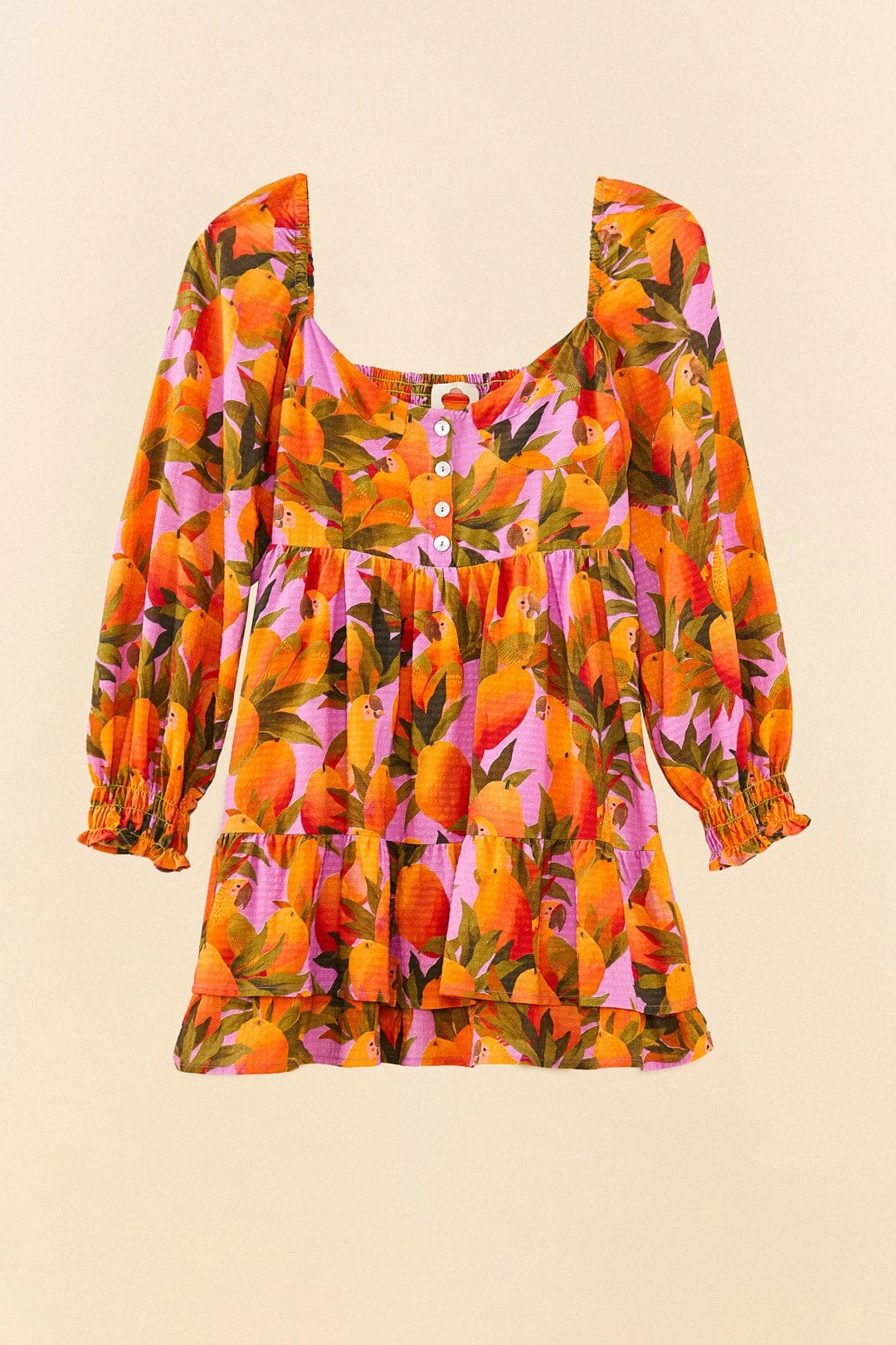Farm Rio Lilac Mango Macaws Mini Dress 5 Farm Rio Lilac Mango Macaws Mini Dress - Image 5