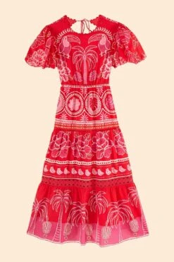 Farm Rio Red Summer Sunrise Midi Dress -Colorful Wear Store 306178 06
