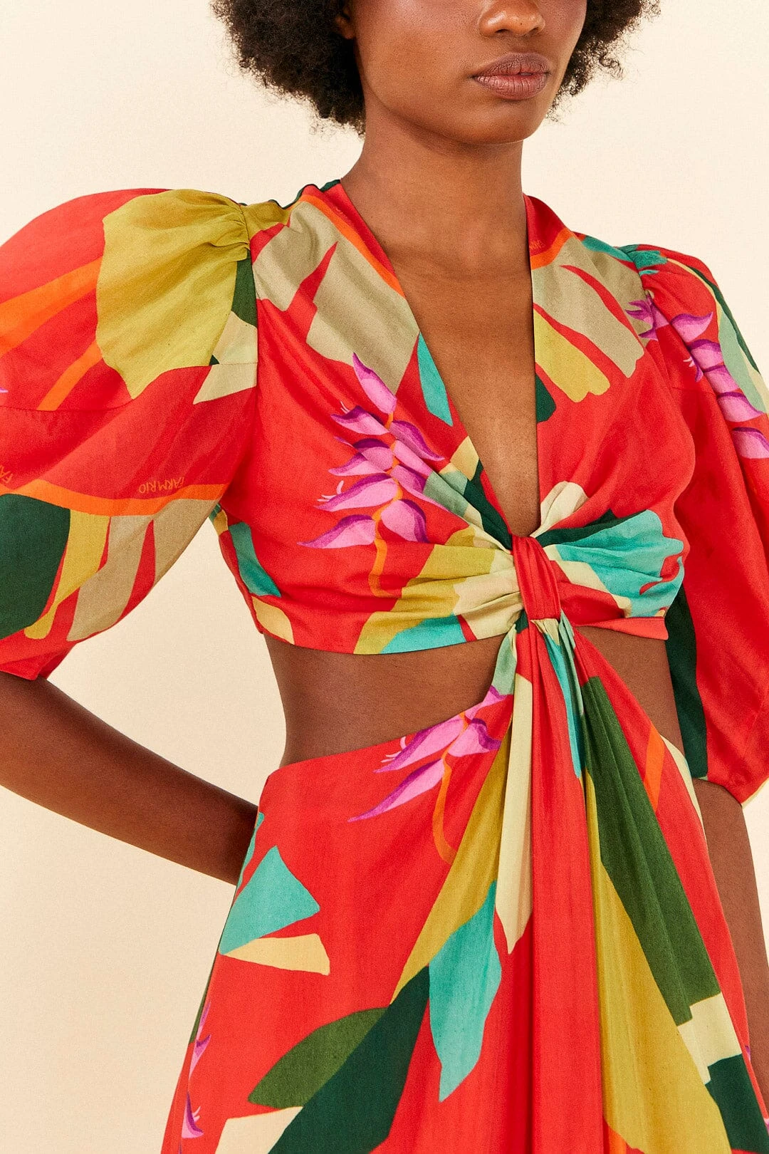 Farm Rio Red Heliconia Midi Dress 2 Farm Rio Red Heliconia Midi Dress - Image 2