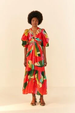 Farm Rio Red Heliconia Midi Dress 8 Farm Rio Red Heliconia Midi Dress -Colorful Wear Store 306185 04