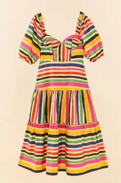 Farm Rio Rainbow Stripes Midi Dress -Colorful Wear Store 306188 06