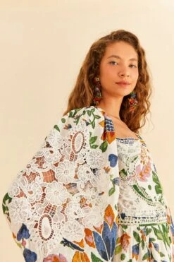 Farm Rio White Summer Garden Midi Dress 7 Farm Rio White Summer Garden Midi Dress -Colorful Wear Store 306202 03