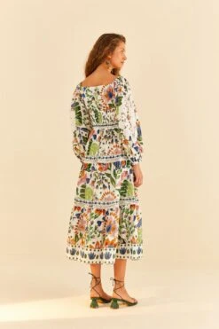 Farm Rio White Summer Garden Midi Dress 8 Farm Rio White Summer Garden Midi Dress -Colorful Wear Store 306202 04