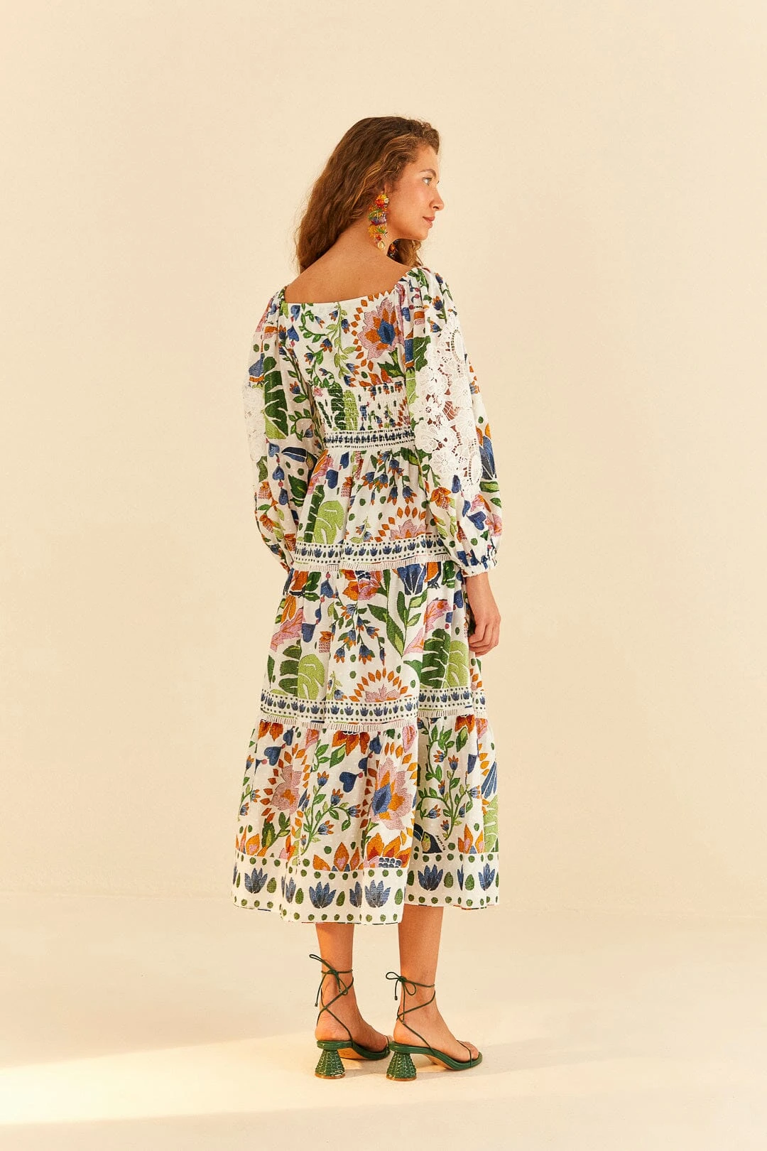 Farm Rio White Summer Garden Midi Dress 4 Farm Rio White Summer Garden Midi Dress - Image 4