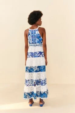 Farm Rio Mixed White And Blue Prints Maxi Dress 7 Farm Rio Mixed White And Blue Prints Maxi Dress -Colorful Wear Store 306205 02