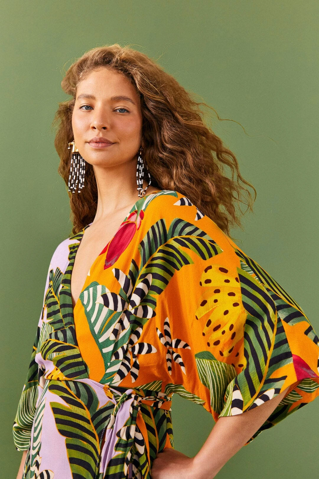 Mixed Striped Bananas Maxi Wrap Dress 2 Mixed Striped Bananas Maxi Wrap Dress - Image 2