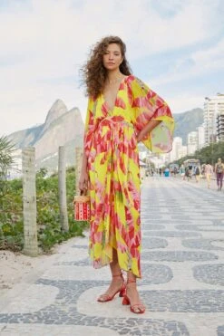 Farm Rio Lime Sweet Jungle Kaftan Dress