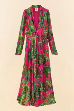 Farm Rio Pink Leaves Maxi Dress -Colorful Wear Store 306210 06