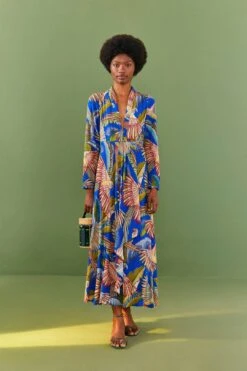 Farm Rio Blue Macaw Flight Maxi Dress
