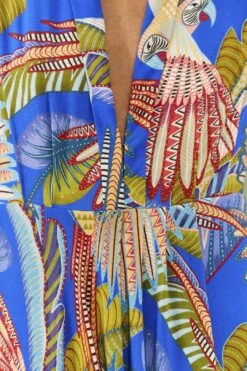 Farm Rio Blue Macaw Flight Maxi Dress -Colorful Wear Store 306211 04