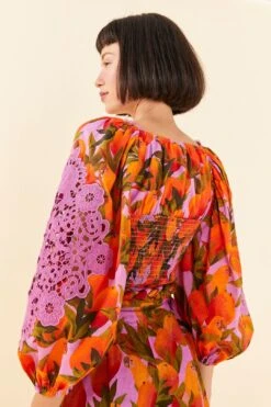 Farm Rio Lilac Mango Macaws Blouse 8 Farm Rio Lilac Mango Macaws Blouse -Colorful Wear Store 306230 03