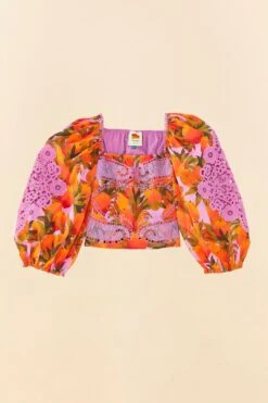 Farm Rio Lilac Mango Macaws Blouse 11 Farm Rio Lilac Mango Macaws Blouse -Colorful Wear Store 306230 06