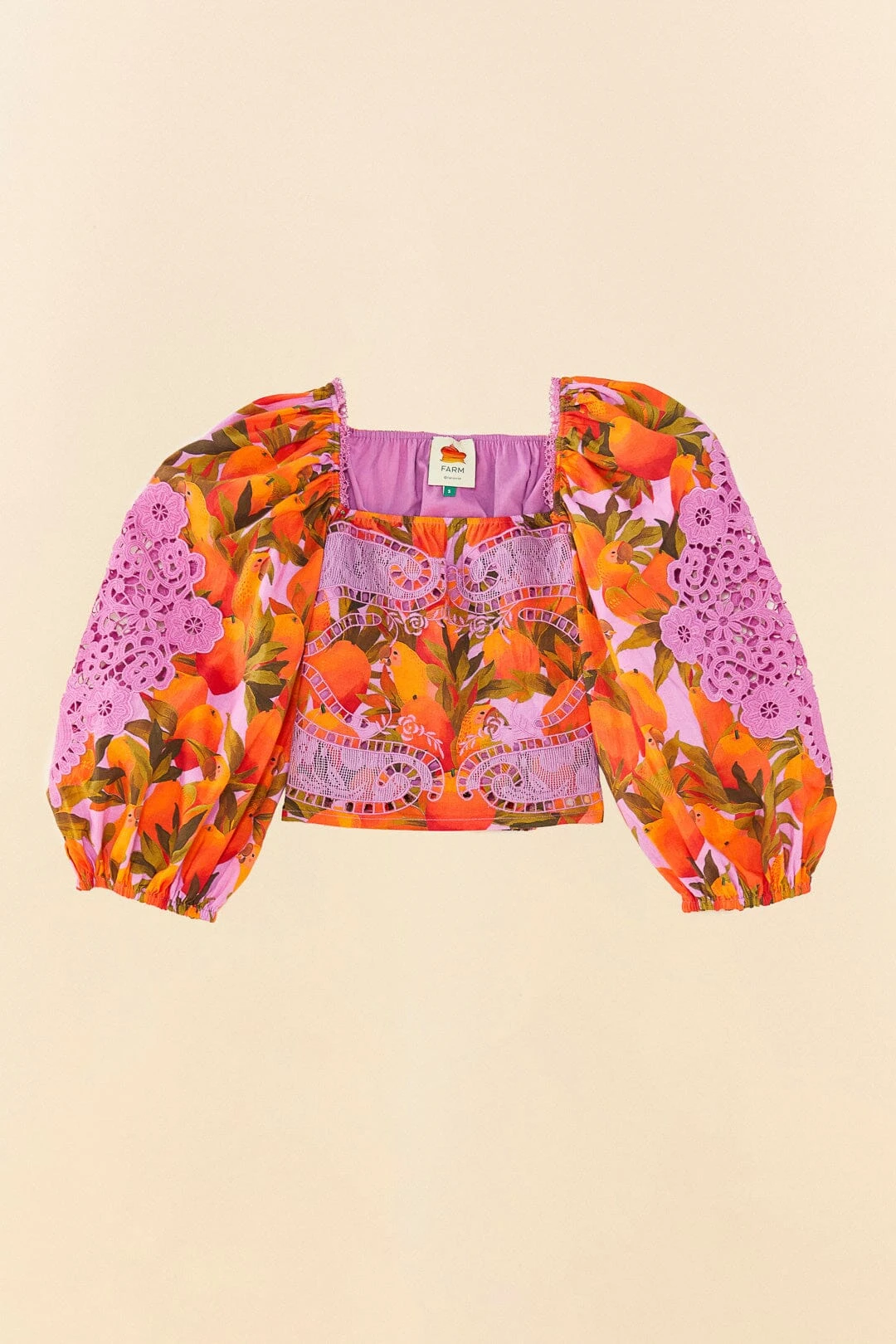 Farm Rio Lilac Mango Macaws Blouse 6 Farm Rio Lilac Mango Macaws Blouse - Image 6
