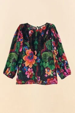 Farm Rio Black Blooming Garden Blouse -Colorful Wear Store 306231 06