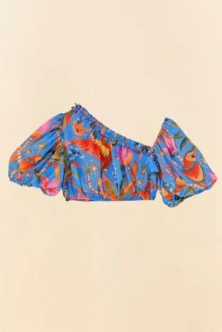 Farm Rio Blue Macaw Party Blouse 11 Farm Rio Blue Macaw Party Blouse -Colorful Wear Store 306238 06