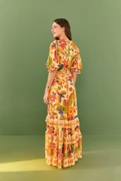 Farm Rio Yellow Rio Tapestry Maxi Dress -Colorful Wear Store 306240 04
