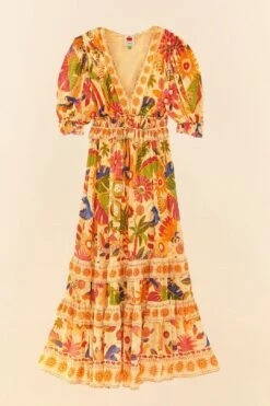 Farm Rio Yellow Rio Tapestry Maxi Dress -Colorful Wear Store 306240 06