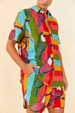 Farm Rio Wonderful Toucans Unisex Shorts -Colorful Wear Store 306244 04