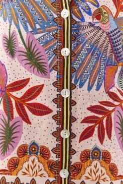 Farm Rio Pink Macaw Scarf Shirt -Colorful Wear Store 306246 04