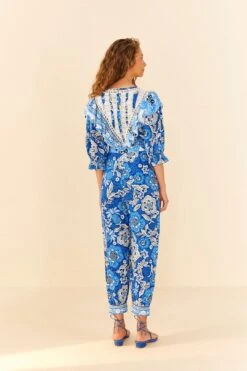 Farm Rio Blue Full Of Flowers Jumpsuit -Colorful Wear Store 306264 04