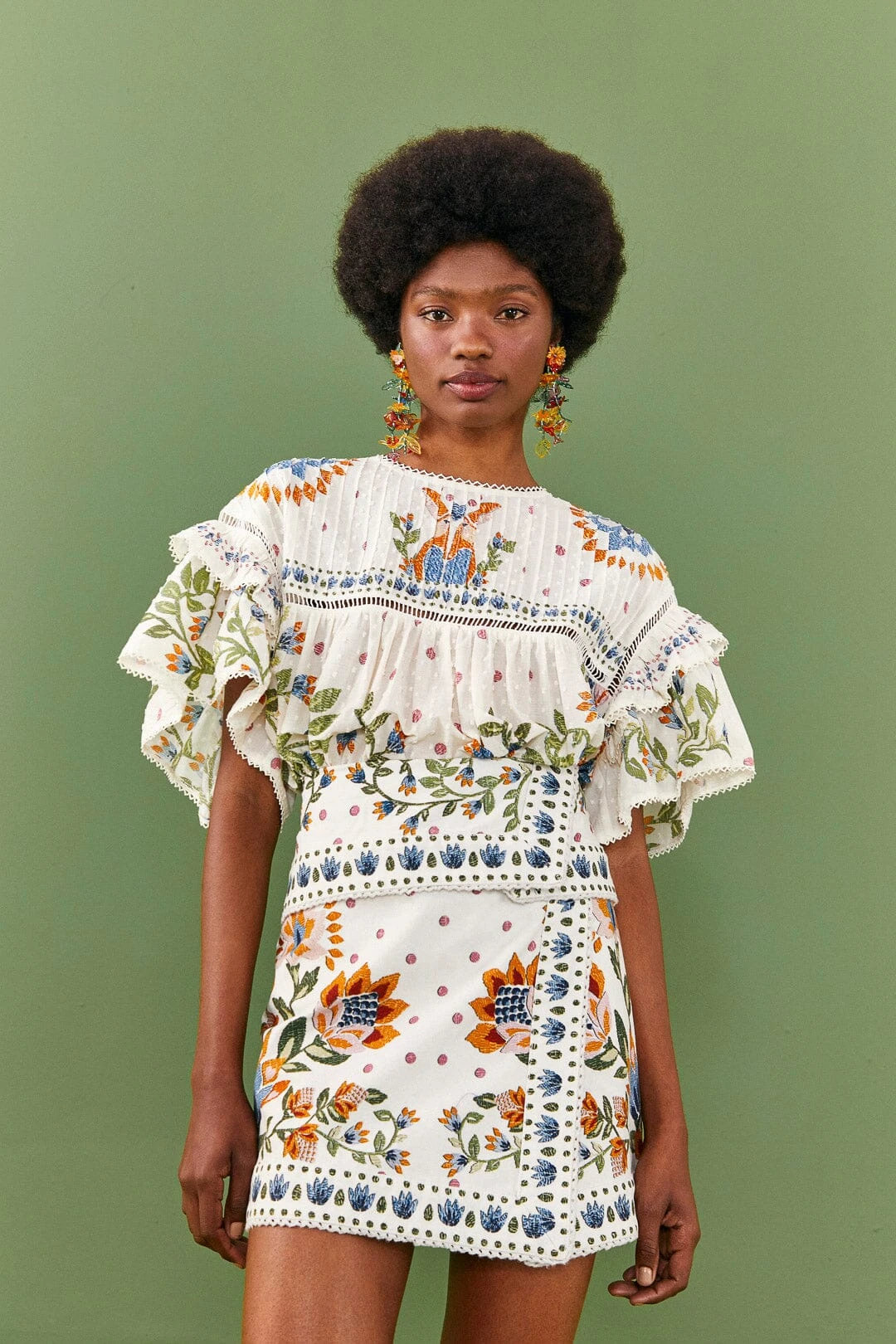 Farm Rio White Summer Garden Mini Skirt 1 Farm Rio White Summer Garden Mini Skirt