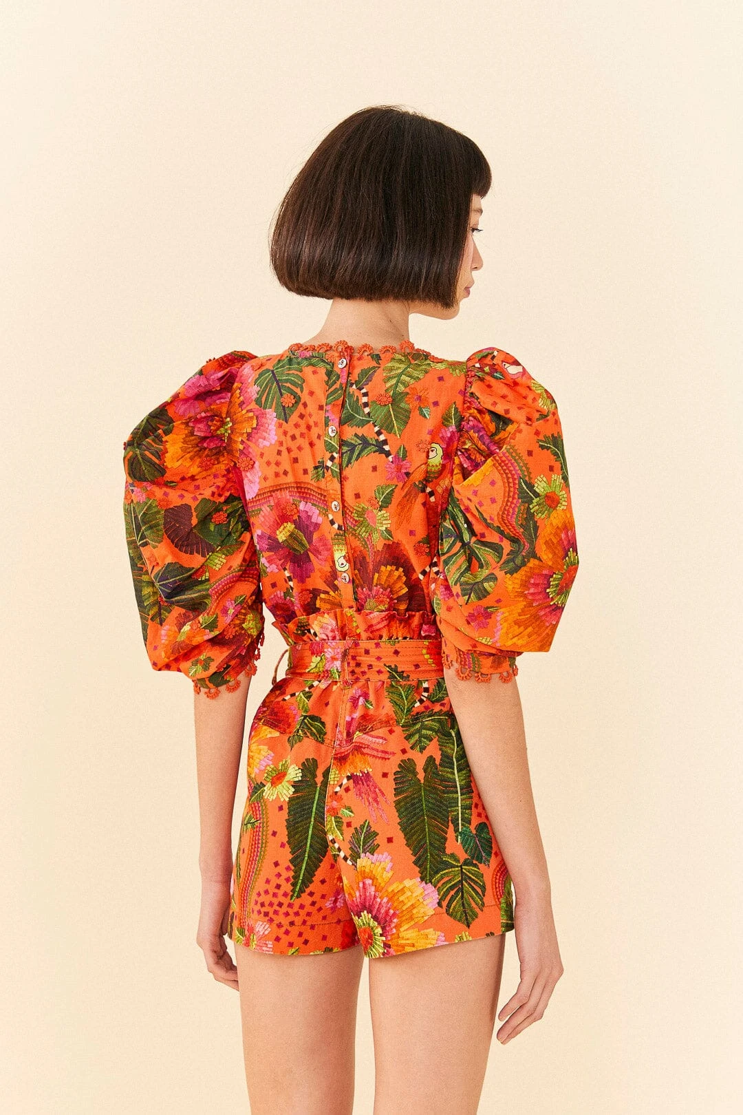 Farm Rio Orange Blooming Garden Shorts 4 Farm Rio Orange Blooming Garden Shorts - Image 4