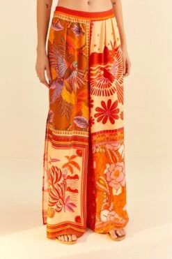 Farm Rio Forest Mixed Scarves Lenzing™ Ecovero™ Viscose Pants -Colorful Wear Store 306279 03