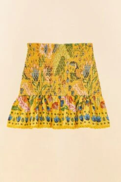 Farm Rio Yellow Summer Garden Mini Skirt -Colorful Wear Store 306300 06