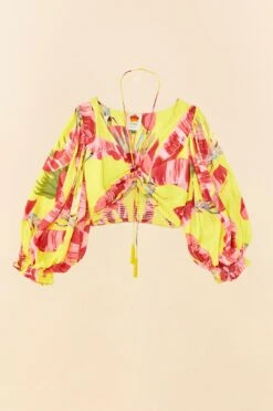 Farm Rio Lime Sweet JungleLenzing™ Ecovero™ Viscose Crop Top -Colorful Wear Store 306305 06