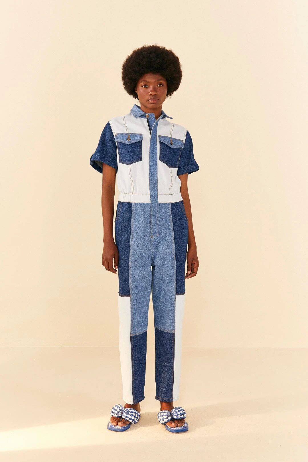 Farm Rio CUTWORK DENIM JUMPSUIT 1 Farm Rio CUTWORK DENIM JUMPSUIT