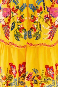 Farm Rio Yellow Embroidered Richelieu Midi Dress 8 Farm Rio Yellow Embroidered Richelieu Midi Dress -Colorful Wear Store 306329 04