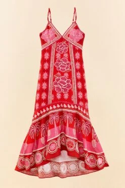 Farm Rio Red Summer Sunrise Maxi Dress -Colorful Wear Store 306331 06