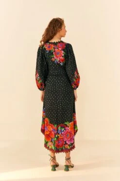 Farm Rio Black Blooming Garden Dress -Colorful Wear Store 306333 03
