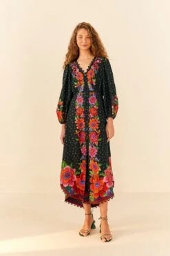 Farm Rio Black Blooming Garden Dress -Colorful Wear Store 306333 04