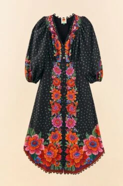 Farm Rio Black Blooming Garden Dress -Colorful Wear Store 306333 06