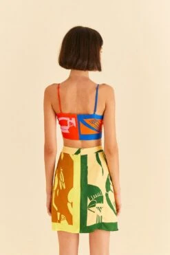 Farm Rio Mixed Rainbow Toucans Lenzing™ Ecovero™ Viscose Mini Skirt -Colorful Wear Store 306338 04