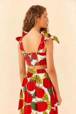 Farm Rio Tomato Tie Strap Crop Top -Colorful Wear Store 306341 04
