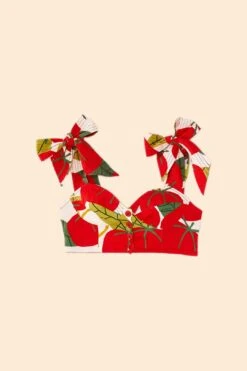 Farm Rio Tomato Tie Strap Crop Top -Colorful Wear Store 306341 06