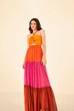 Warm Color Blocking Maxi Dress 8 Warm Color Blocking Maxi Dress -Colorful Wear Store 306344 03