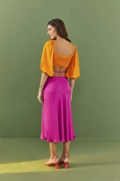 Farm Rio Orange Lenzing™ Ecovero™ Viscose Crop Blouse -Colorful Wear Store 306352 03