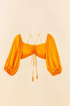 Farm Rio Orange Lenzing™ Ecovero™ Viscose Crop Blouse -Colorful Wear Store 306352 06