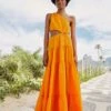 Orange Asymmetrical Maxi Dress
